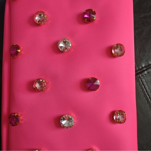 Sparkle And Shine Hot Pink Jewel Embellished Cosmetic Bag - Picture 7 of 12